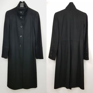 Zara Basic Black 95% Wool Long Coat Size S Classic